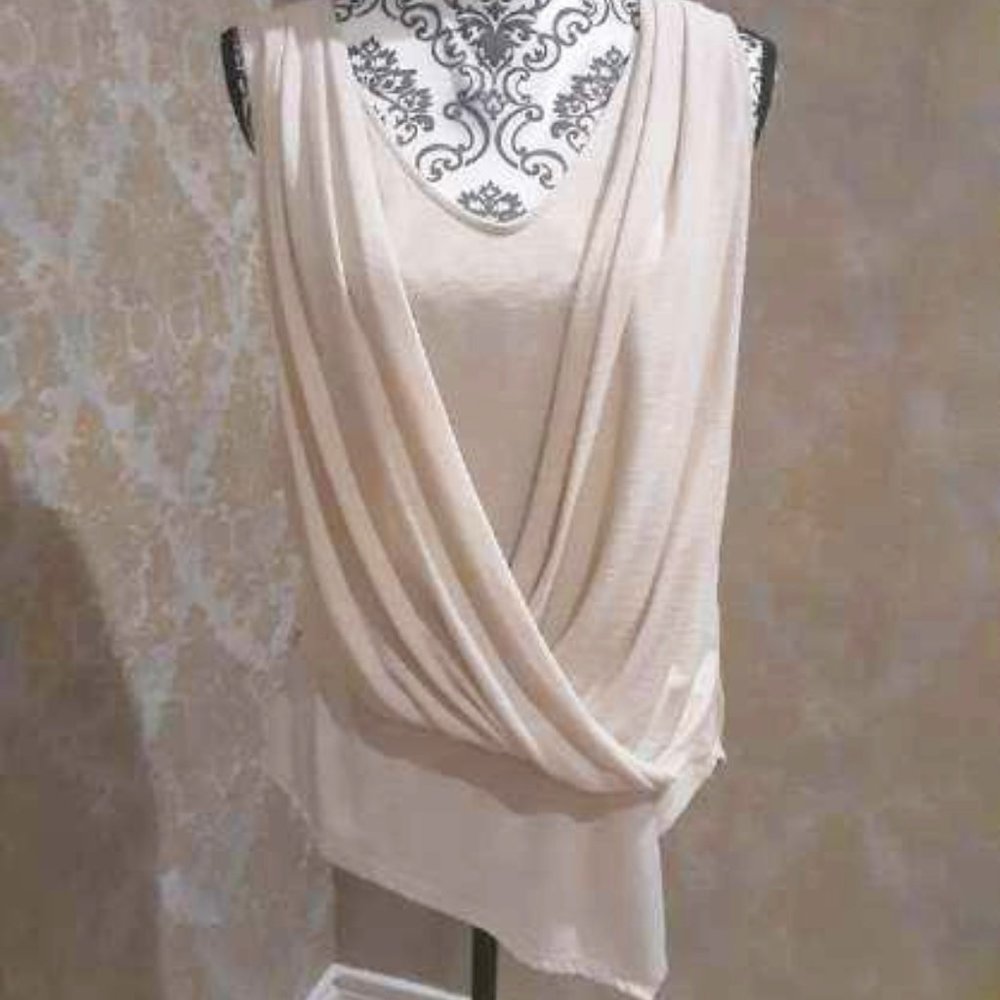 WHBM cream draped asymmetric top